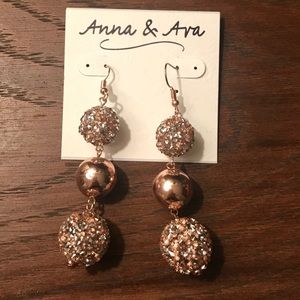 NWT Rose gold dangle ball earrings